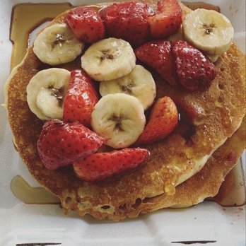 Brookside Cafe - Strawberry Banana Fresh Fruit Pancakes Platter - Breakfast & Brunch Near Me - Hurst, Texas