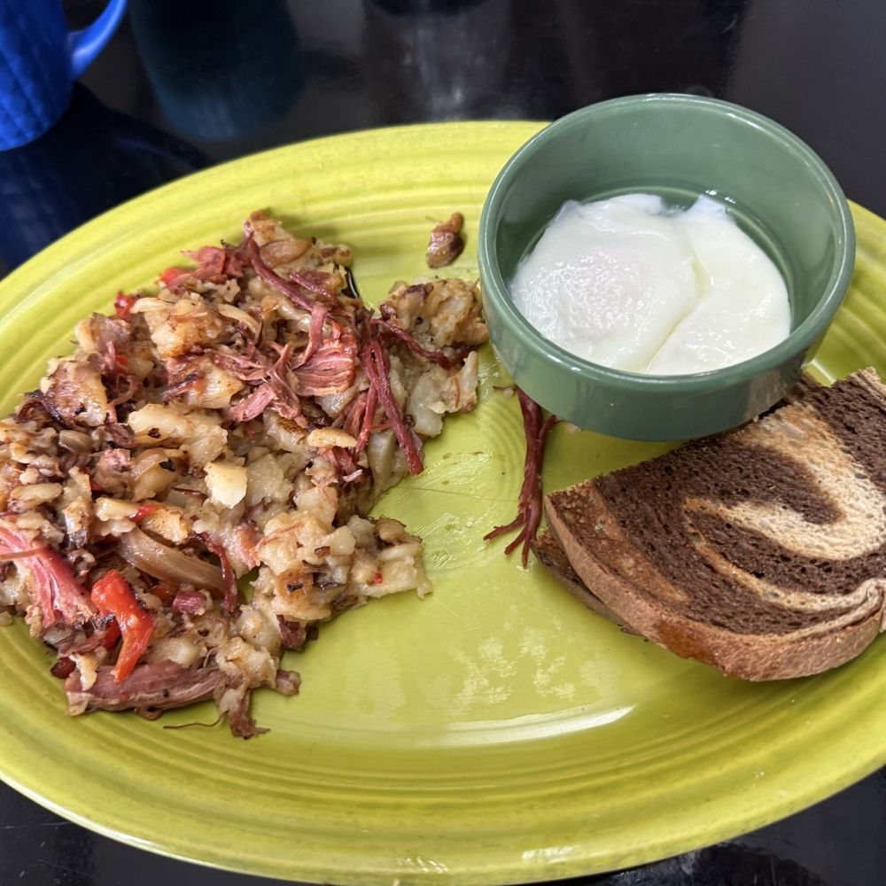 Ricks Blue Jay Cafe - Poached eggs with corned beef hash which - Italian Near Me - York, Maine Ricks Blue Jay Cafe - Poached eggs with corned beef hash which - Italian Near Me - York, Maine