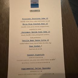 Dessert menu Dessert menu
