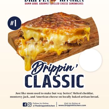 Drippin Kitchen - a picture of a grilled cheese sandwich - Food Trucks Near Me Drippin Kitchen - a picture of a grilled cheese sandwich - Food Trucks Near Me
