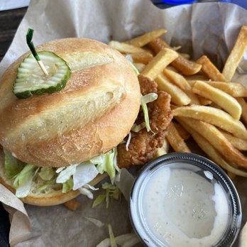 OSO at Bear Point Harbor - Orange Beach - Fried grouper sandwich with fries and ranch dressing - Seafood Near Me - Orange Beach, Alabama OSO at Bear Point Harbor - Orange Beach - Fried grouper sandwich with fries and ranch dressing - Seafood Near Me - Orange Beach, Alabama