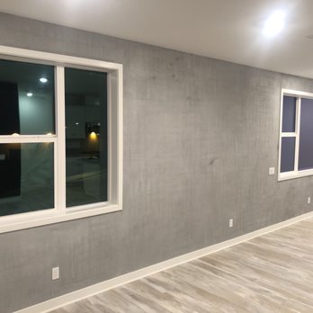 Venetian Plaster Art - Concrete finish wall in living room! - Painters Near Me