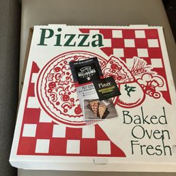 Large pizza and menu Large pizza and menu
