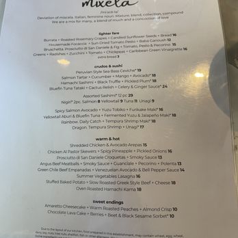 Mixela - Menu - Sushi Bars Near Me - Phoenix, Arizona