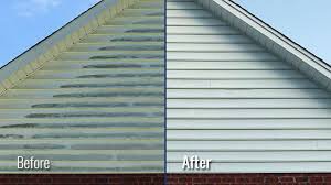 Before and after of house siding. - This is just one example of the type of work No Moss provides our customers. Before and after of house siding. - This is just one example of the type of work No Moss provides our customers.