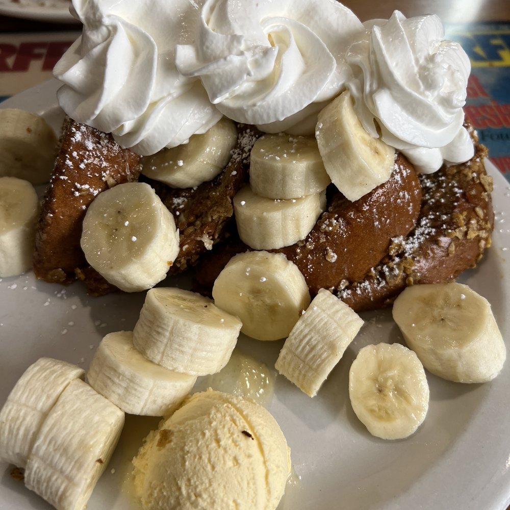 Beach Break Cafe - Banana Crunch French toast - Breakfast & Brunch Near Me - Oceanside, California Beach Break Cafe - Banana Crunch French toast - Breakfast & Brunch Near Me - Oceanside, California