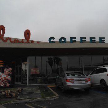 Bob's Big Boy Broiler - This is the front view of the "coffee shop" from the smaller parking lot up front. - American Near Me - Downey, California Bob's Big Boy Broiler - This is the front view of the "coffee shop" from the smaller parking lot up front. - American Near Me - Downey, California