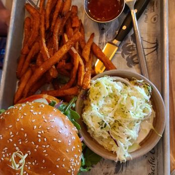 Pacific Catch - Cheese burger and sweat potato fries - Seafood Near Me - San Diego, California Pacific Catch - Cheese burger and sweat potato fries - Seafood Near Me - San Diego, California