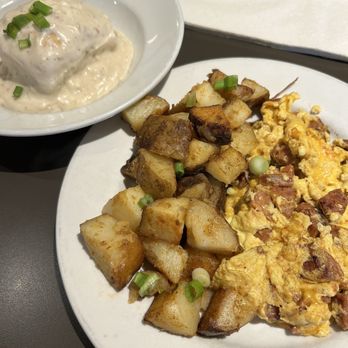 Cajun Kitchen Cafe - Cajun scramble with home fries and a biscuit with gravy - Breakfast & Brunch Near Me - Goleta, California Cajun Kitchen Cafe - Cajun scramble with home fries and a biscuit with gravy - Breakfast & Brunch Near Me - Goleta, California