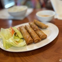 Egg rolls, filled with pork and shrimp.