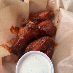 Sunpie's Bistro - Bbq/Bufflo mixed wings with their fire ranch.