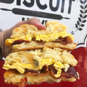 Biscuit Haven - Egg and cheese biscuit with bacon - Food Trucks Near Me - Raleigh, North Carolina