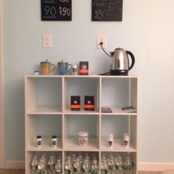 The Float Place - In the waiting area there is tea and water .