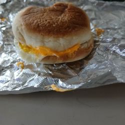 The Coffee Connection - Sausage mcmuffin with egg and cheddar cheese.
