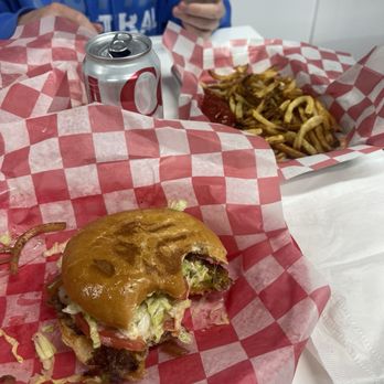 Smash Daddy's - Smash burger with cheese and grilled onions and side of fries! - Burgers Near Me - Harrisburg, Ohio