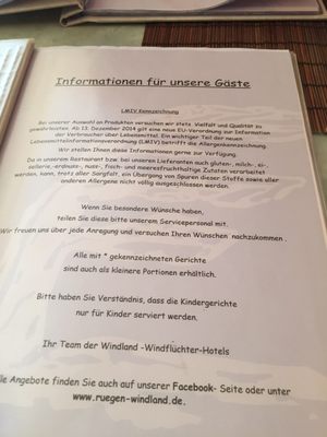 Menu photo 1 Restaurant Windland Breege, MV