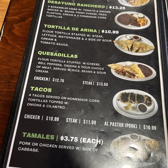 El Ranchito Salvadoreño - Menu as of 5/16/25 - Salvadoran Near Me - Little River, South Carolina