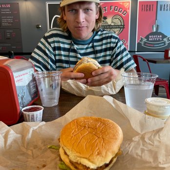Boxcar Betty's - Two chicken sandwiches and one mildly hangry camper - Salad Near Me - Mount Pleasant, South Carolina Boxcar Betty's - Two chicken sandwiches and one mildly hangry camper - Salad Near Me - Mount Pleasant, South Carolina