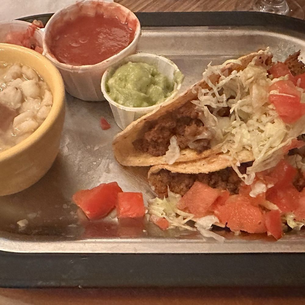 Tomasita's - Taco Plate (2 Tacos) with pozole - New Mexican Cuisine Near Me - Santa Fe, New Mexico Tomasita's - Taco Plate (2 Tacos) with pozole - New Mexican Cuisine Near Me - Santa Fe, New Mexico