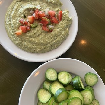 Pita Jungle - Avocado Hummus with Cucumbers - Vegetarian Near Me - Glendale, Arizona Pita Jungle - Avocado Hummus with Cucumbers - Vegetarian Near Me - Glendale, Arizona