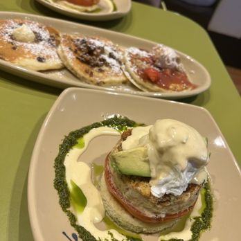 Snooze, an A.M. Eatery - Parmesan-Panko Crab Cake Benedict - Breakfast & Brunch Near Me - Katy, Texas