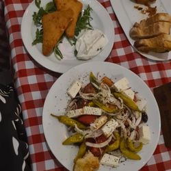 Samos - Deep fried feta cheese and greek salad.