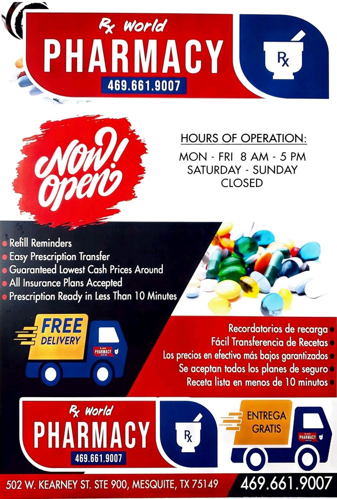 RX WORLD PHARMACY Updated September 2024 502 W Kearney St, Mesquite