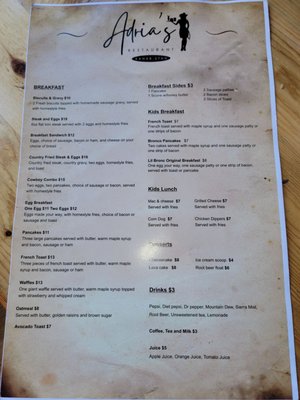 Menu photo 7 Adrias Restaurant Kanab, UT