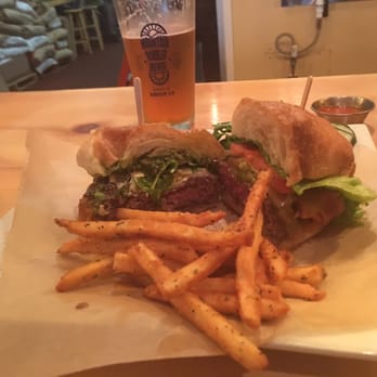 Mountain Rambler Brewery - Two different styler burgers, the one with a over easy egg is the way to go.  Best French fries in town by far - New American Near Me - Bishop, California