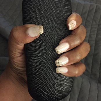 Super Nails - Coffin shaped nails; color "Don't boss me around"-gel along with a gold glitter ombré - Nail Salons Near Me - Chicago, Illinois Super Nails - Coffin shaped nails; color "Don't boss me around"-gel along with a gold glitter ombré - Nail Salons Near Me - Chicago, Illinois