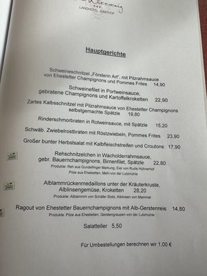 Menu photo 4 Restaurant Wittstaig Münsingen, BW