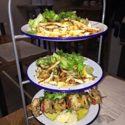 Wild Caper - Chicken bacon skewer and perfectly grilled calamari