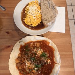 Pasta huancaina and torta norteño Pasta huancaina and torta norteño