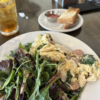 Matt's Big Breakfast - Four egg whites with guyere, spinach, and apple chicken sausage. And, my teeny tiny sour dough toast. - Breakfast & Brunch Near Me - Phoenix, Arizona