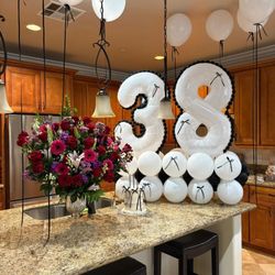 Forever Blooms - Surprise bday set up with flowers, cake and balloons