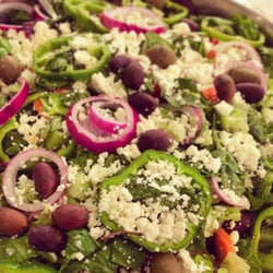 Don Luis Catering - Greek Salad with fresh olives, peppers, red onions and feta cheese!