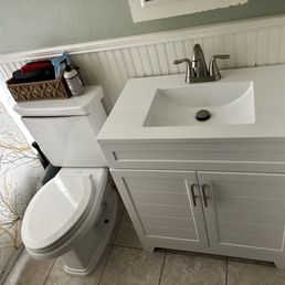 Newly installed vanity sink and delta faucet. Newly installed vanity sink and delta faucet.