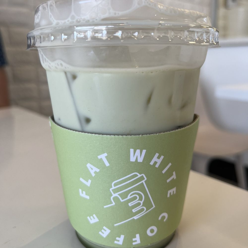 Flat White Coffee - Strawberry matcha. Sadly lots of ice and not filled to the top. I think this was a one off, but I was kind of sad! - Cafes Near Me - Cypress, California Flat White Coffee - Strawberry matcha. Sadly lots of ice and not filled to the top. I think this was a one off, but I was kind of sad! - Cafes Near Me - Cypress, California