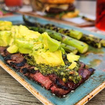 E.D.B - a plate of steak and asparagus - New American Near Me - Burbank, California