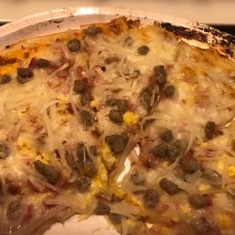 Breakfast pizza from cold case