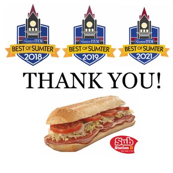 Sub Station II - Voted Sumter's Best Sandwiches in 2018, 2019 and 2021! - Sandwiches Near Me - Sumter, South Carolina