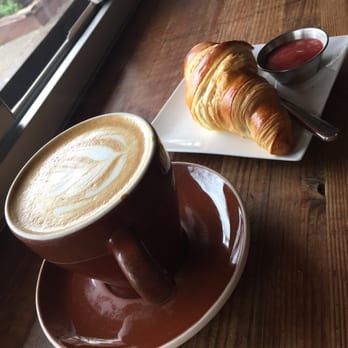Greenhorn Cafe - Latte and croissant - LIKE!! - Cafes Near Me - Vancouver, British Columbia