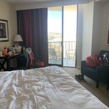 SAN Airport parking at Sheraton San Diego Hotel and Marina - Clean room with our mess lol - Hotels Near Me - San Diego, California