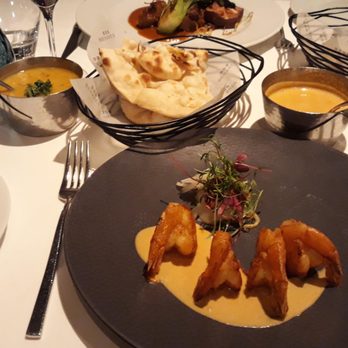 Benares Restaurant & Bar - Pan Fried Pink Prawns, Nigella Seeds Tempered Fennel, West Coast Kokum & Coconut Sauce - Indian Near Me - London, XGL Benares Restaurant & Bar - Pan Fried Pink Prawns, Nigella Seeds Tempered Fennel, West Coast Kokum & Coconut Sauce - Indian Near Me - London, XGL
