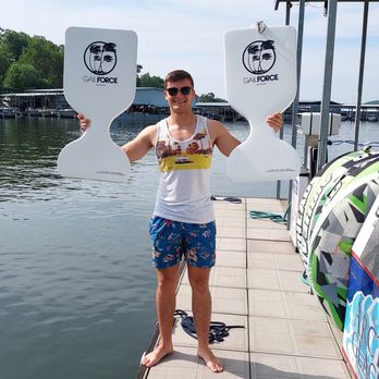Adventure Boat Rentals - One of our cool dude dock workers showing that guys can enjoy water saddles too. - Boat Charters Near Me - Eldon, Missouri Adventure Boat Rentals - One of our cool dude dock workers showing that guys can enjoy water saddles too. - Boat Charters Near Me - Eldon, Missouri