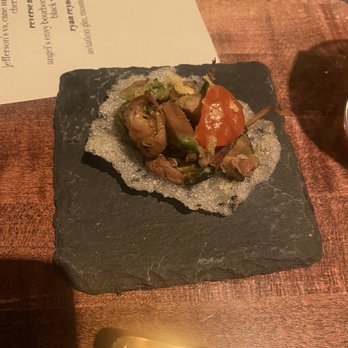 Rye - Dallas - Crispy wafer seaweed cracker, oyster mushrooms, tomato - Tapas/Small Plates Near Me - Dallas, Texas Rye - Dallas - Crispy wafer seaweed cracker, oyster mushrooms, tomato - Tapas/Small Plates Near Me - Dallas, Texas