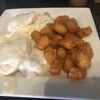 Tick Tock Lounge - Sausage Gravy and Biscuits with an egg and tots - Lounges Near Me - Indianapolis, Indiana Tick Tock Lounge - Sausage Gravy and Biscuits with an egg and tots - Lounges Near Me - Indianapolis, Indiana
