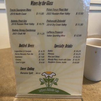 Jeffrey's Hillside Cafe - Drinks menu side 2 - Breakfast & Brunch Near Me - Santa Rosa, California