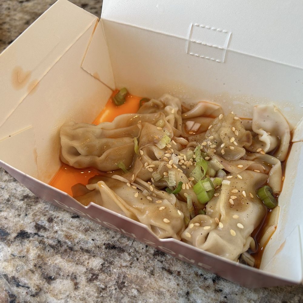 Dough Zone Dumpling House - Pork Pork Boiled Wontons in Chili Sauce (6) 红油猪肉小馄饨. It isn't much. - Dim Sum Near Me - San Jose, California Dough Zone Dumpling House - Pork Pork Boiled Wontons in Chili Sauce (6) 红油猪肉小馄饨. It isn't much. - Dim Sum Near Me - San Jose, California