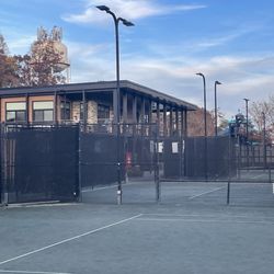 Westport Swim & Tennis Club - View of club from court 4.